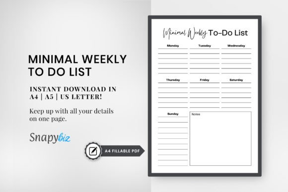 Download Weekly to Do List Printable Planner Pdf - To do list Collection