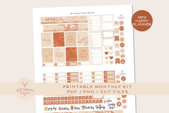 Download Monthly Printable Planner Sticker Kit - Monthly printable planner Collection