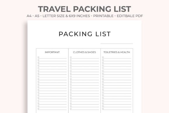 Download Travel Packing List - Packing list Collection