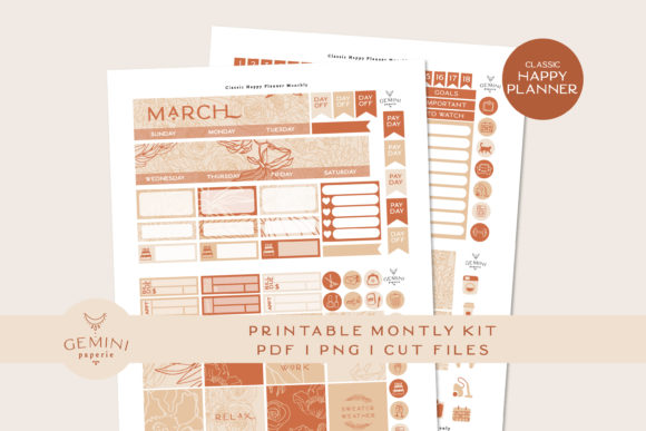 Download Monthly Printable Planner Sticker Kit - Monthly printable planner Collection