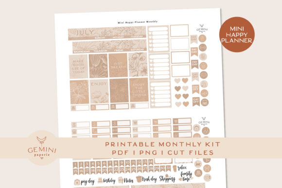Download Monthly Printable Planner Sticker Kit - Monthly printable planner Collection