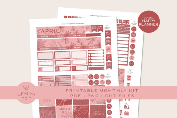 Download Monthly Printable Planner Sticker Kit - Monthly printable planner Collection