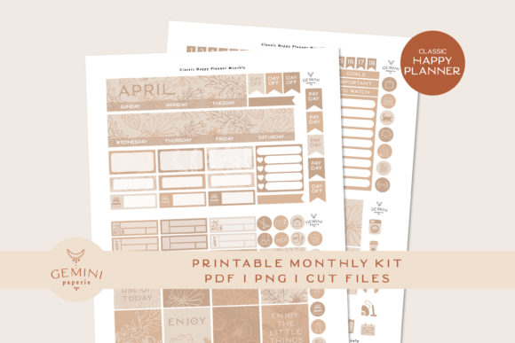 Download Monthly Printable Planner Sticker Kit - Monthly printable planner Collection