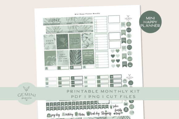 Download Monthly Printable Planner Sticker Kit - Monthly printable planner Collection